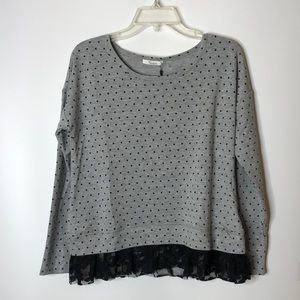 NWT 89th & Madison Womans Polka Dots Lace Top S SMALL New with Tags